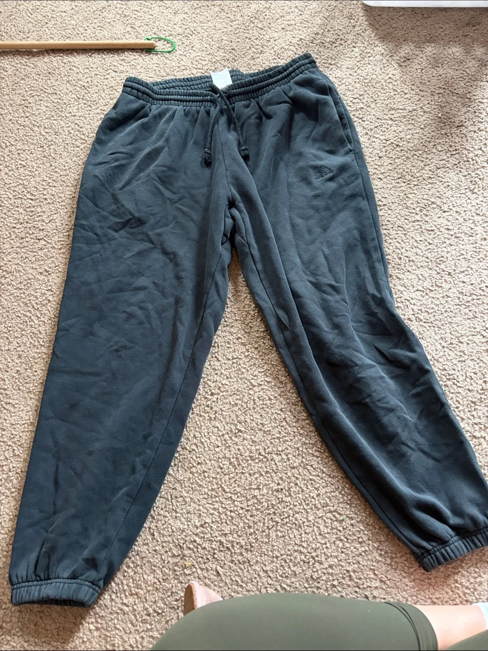 B10 Men’s’ Size Lg Adidas Black Joggers, 2 Holes and Fading